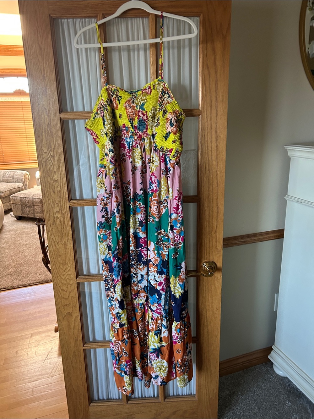 Anthropologie Multicolor Floral Maxi Dress - Yellow, Pink, Teal, Navy - Picture 5 of 6
